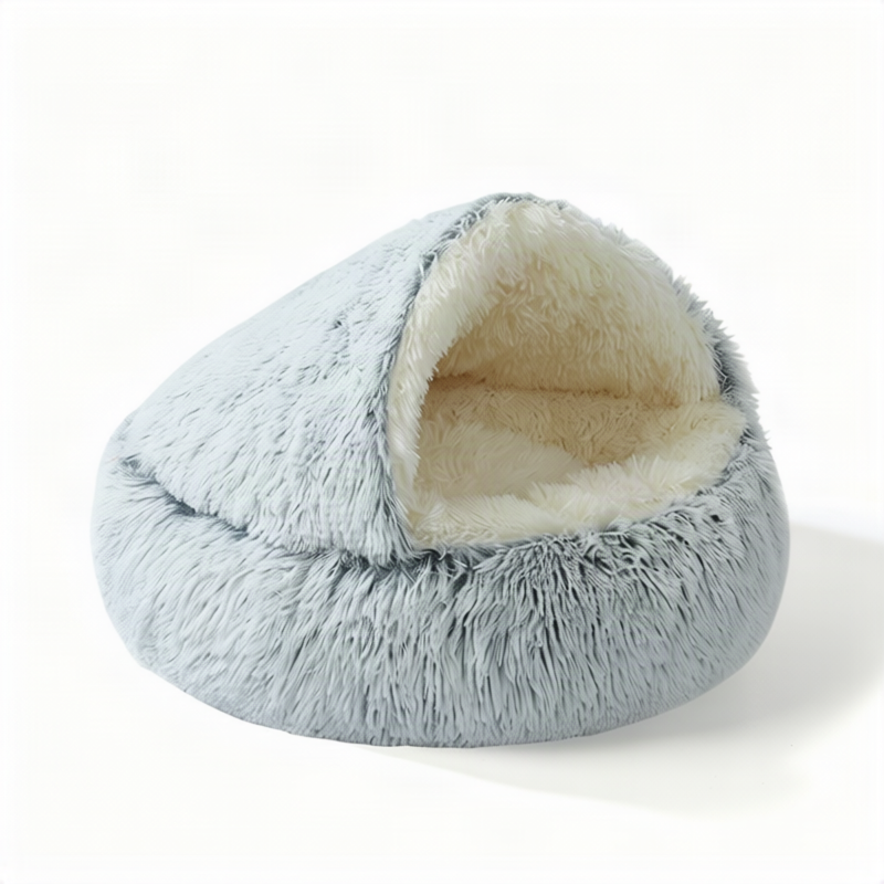 Fluffy cat bed, round, warming