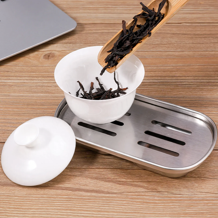 Stainless steel tray with drainage for tea