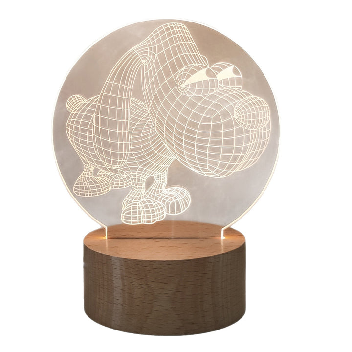 3D night light with acrylic shade, wooden base
