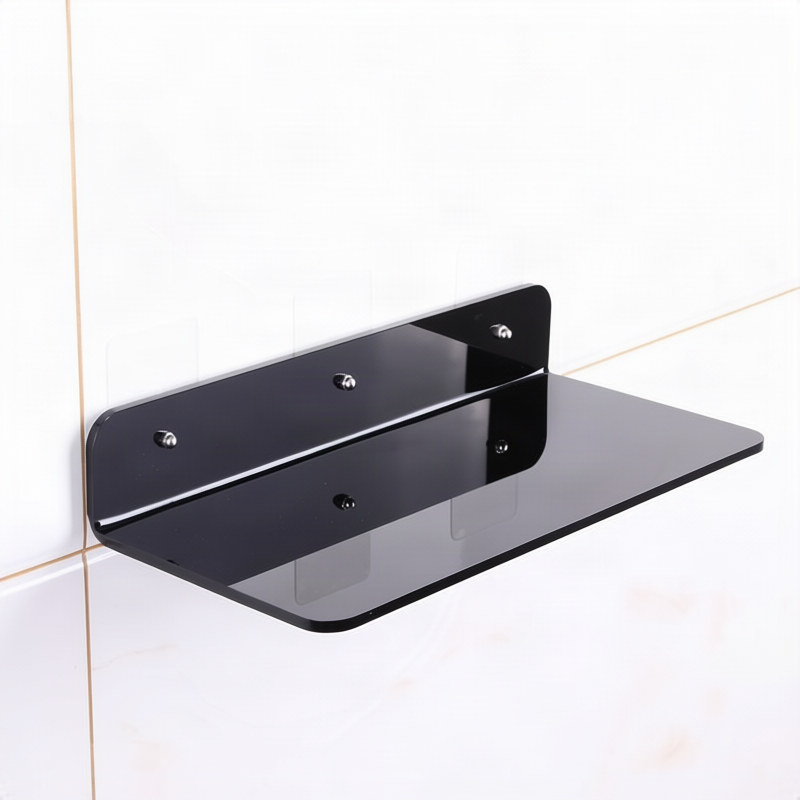 Acrylic wall shelf, black, no drilling