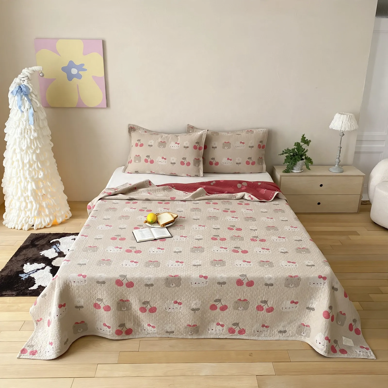 Cotton bedspread 3-piece, gauze fabric