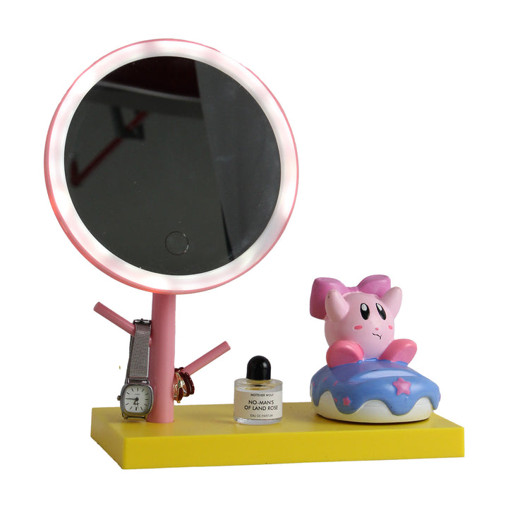 Makeup mirror with LED and phone holder