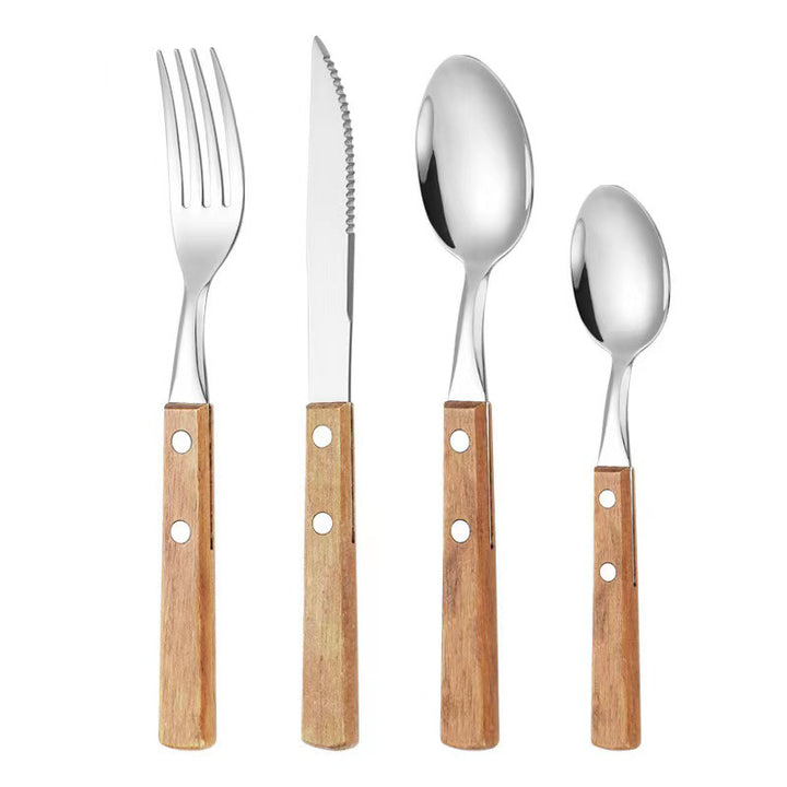 Cutlery set 12-piece, stainless steel with wooden handle