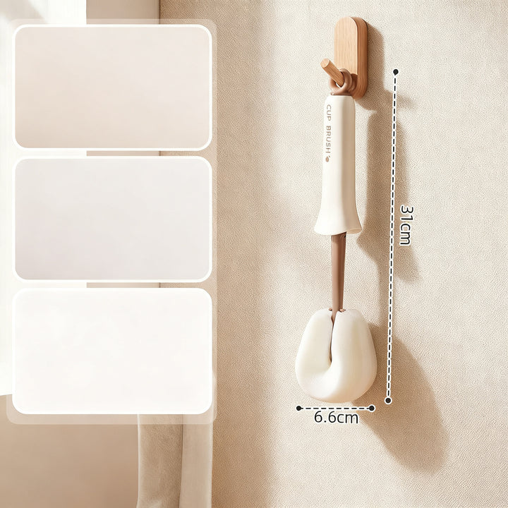Long handle brush with squeezing function for cups and bottles