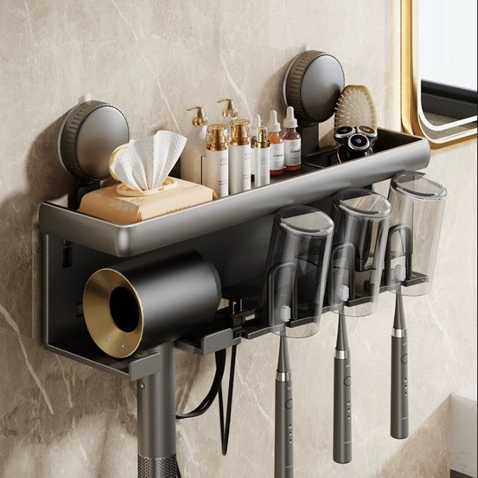 Toothbrush and hairdryer wall shelf made of space aluminum