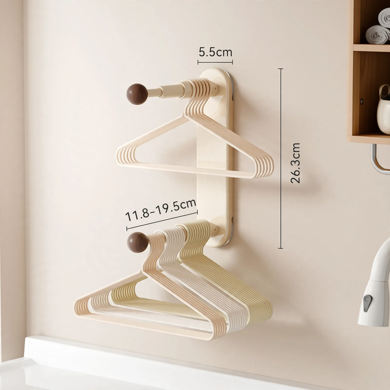 Wall-mounted laundry hanger, extendable, no drilling