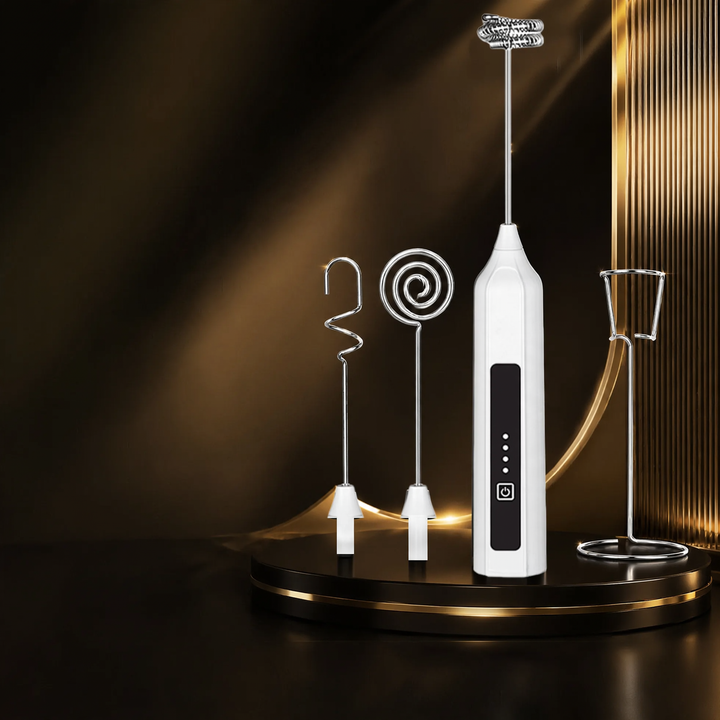Electric milk frother, rechargeable, multifunctional