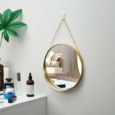 Wall mirror with iron frame, round