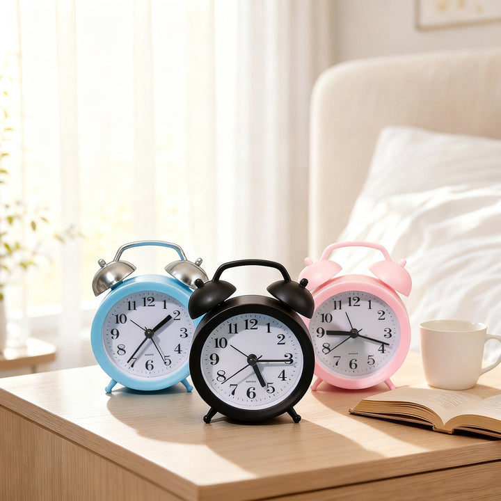 Alarm clock with hands and digital display, 4 cm thickness