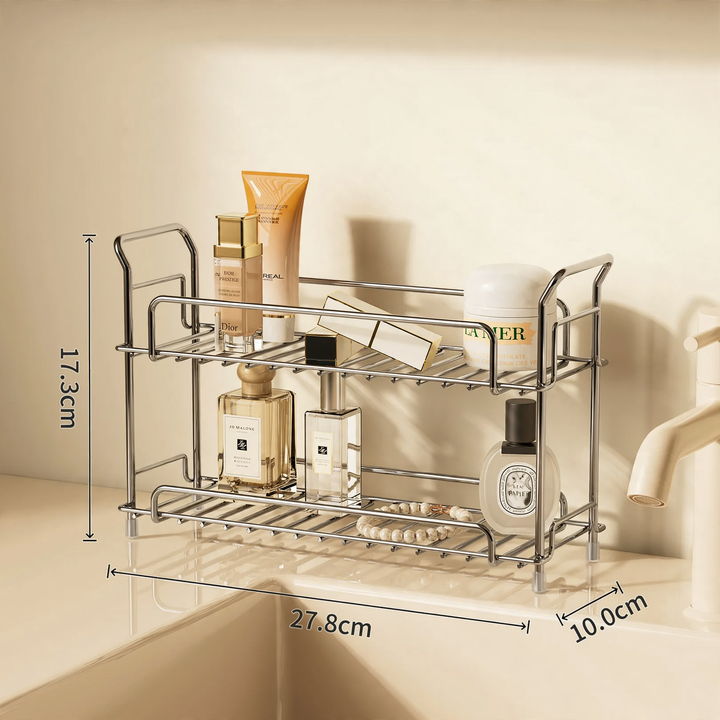 Stainless steel bathroom shelf, single or double layer
