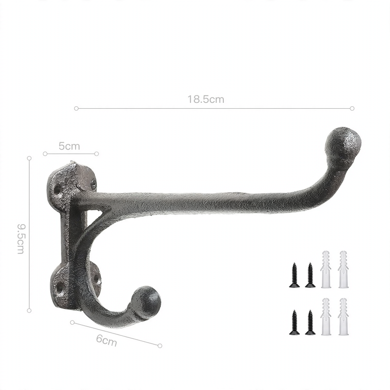 Cast iron wall hook with bird motif