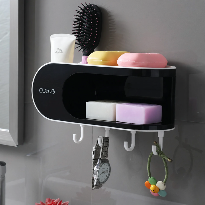 Double soap holder shelf, suction cup, plastic