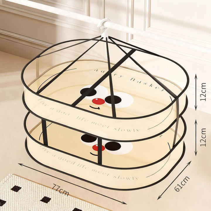 Foldable laundry drying nets, multilayer