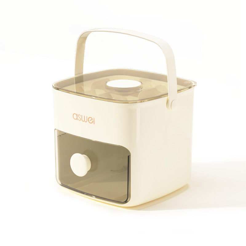 Ice cube tray with press function and storage container