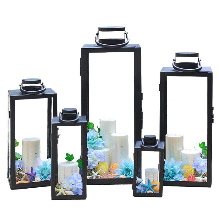 Black metal lantern, dome shape