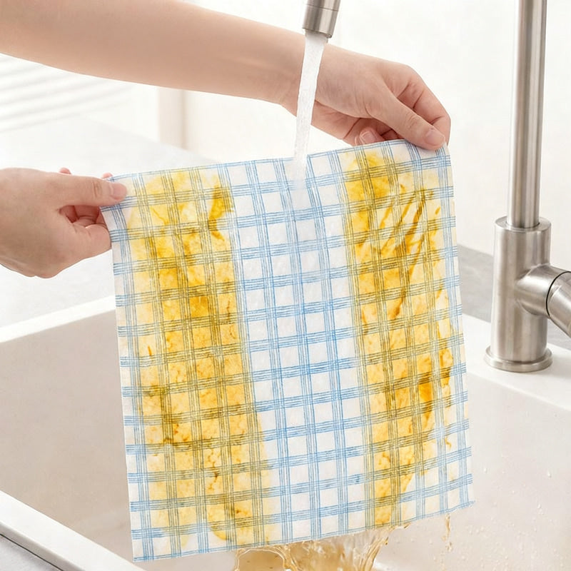 Wood fiber kitchen cleaning cloths, washable
