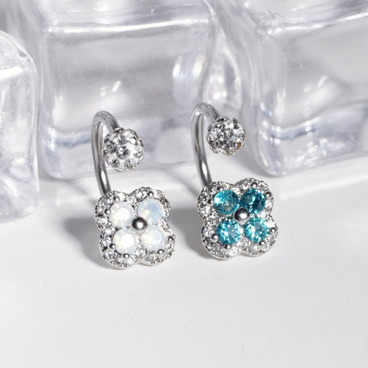 Lip studs stainless steel with rhinestones, various sizes