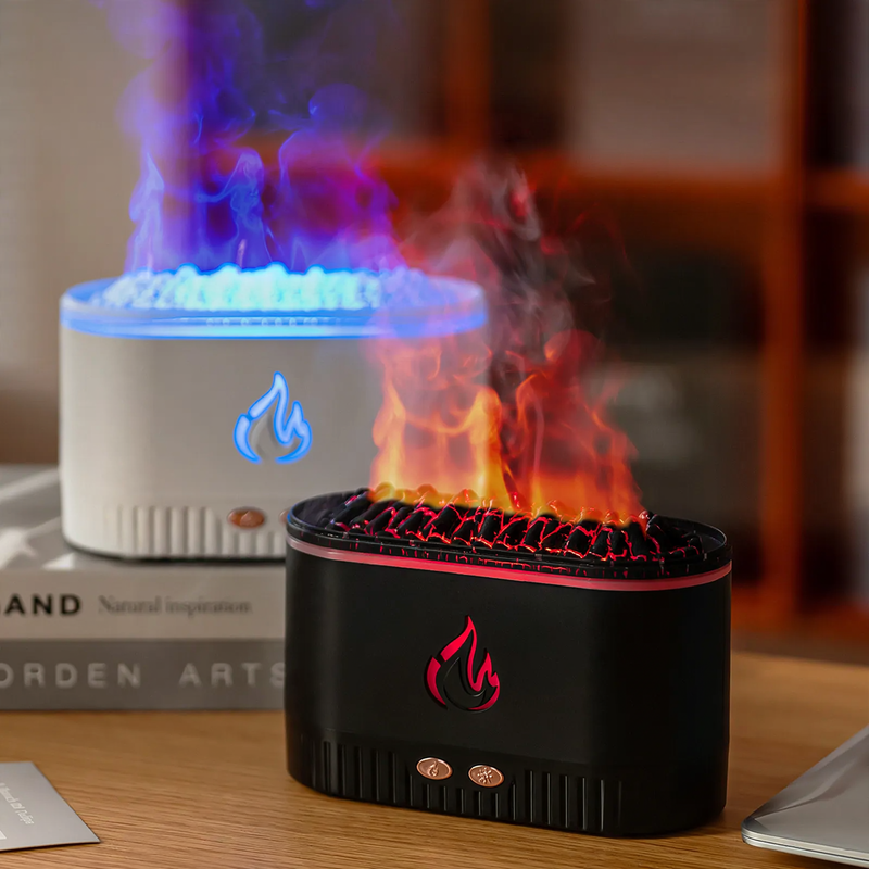 Ultrasonic humidifier with wood fire design