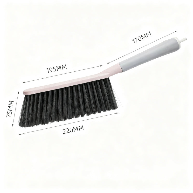 Bed brush with long handle, soft bristles