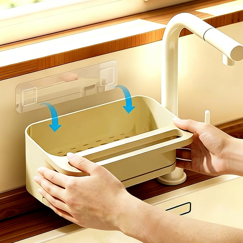 Wall-mounted sink shelf with drip area