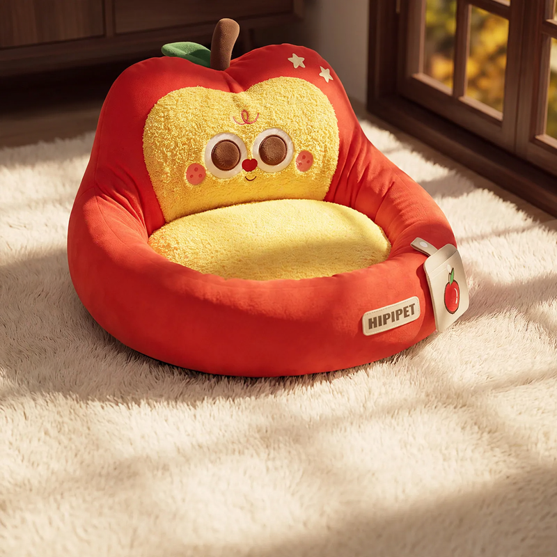 Half-open pet bed with heat filling for autumn and winter