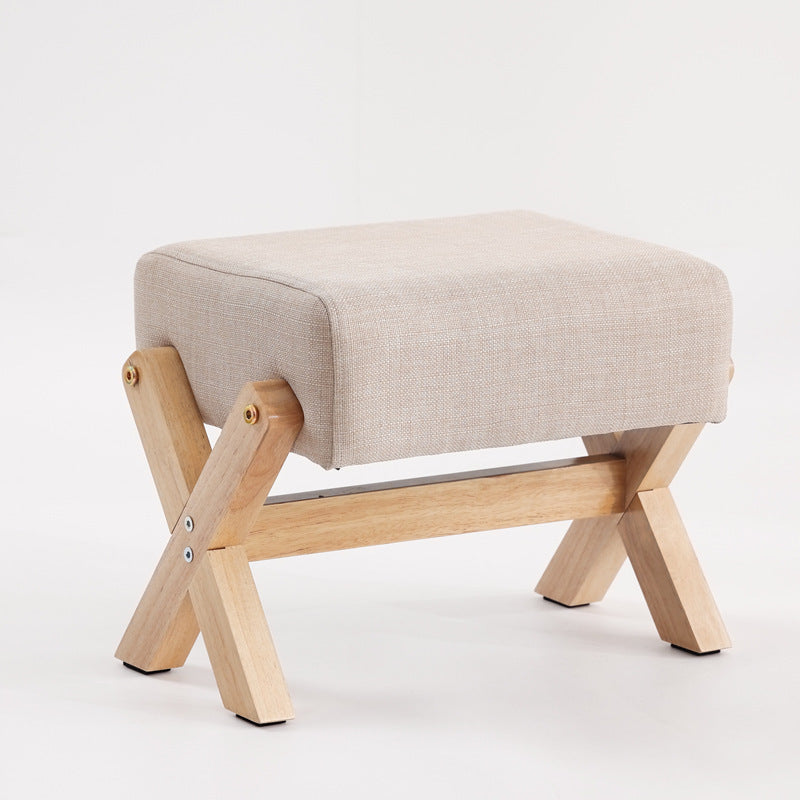 Children's footstool made of rubber wood, square