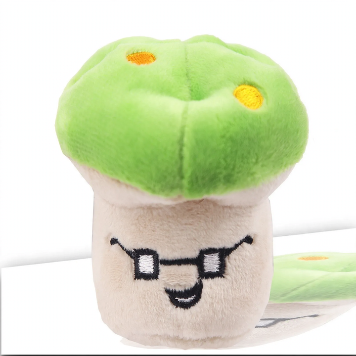 Plush cat toy with sound effect, mushroom shape