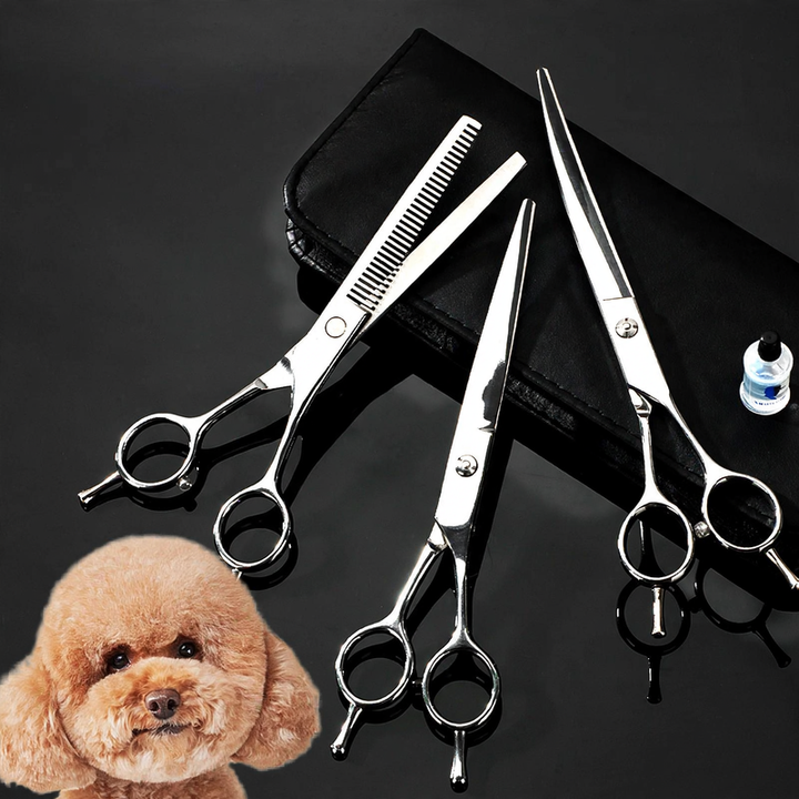 Stainless steel shear set for dog grooming