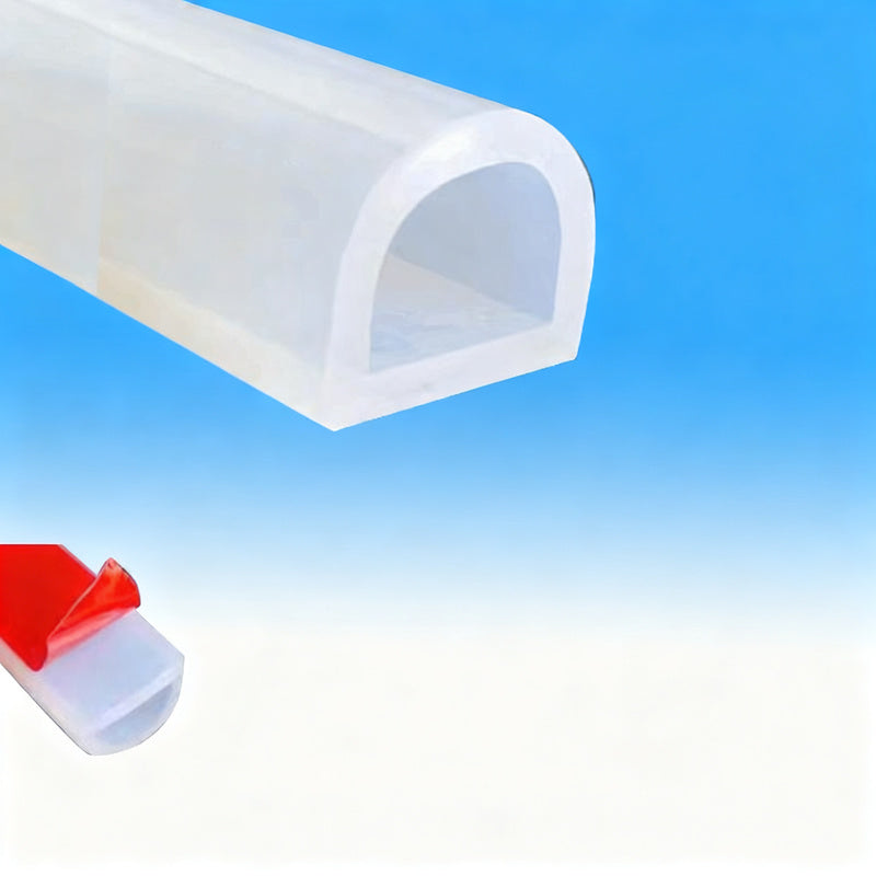 Silicone sealing strip, self-adhesive, D-profile