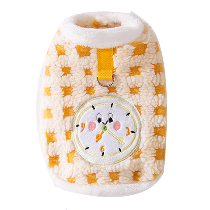 Fleece pullover with clock motif for cats and small dogs