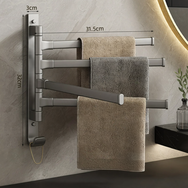 Rotatable towel holder made of aluminum, no drilling
