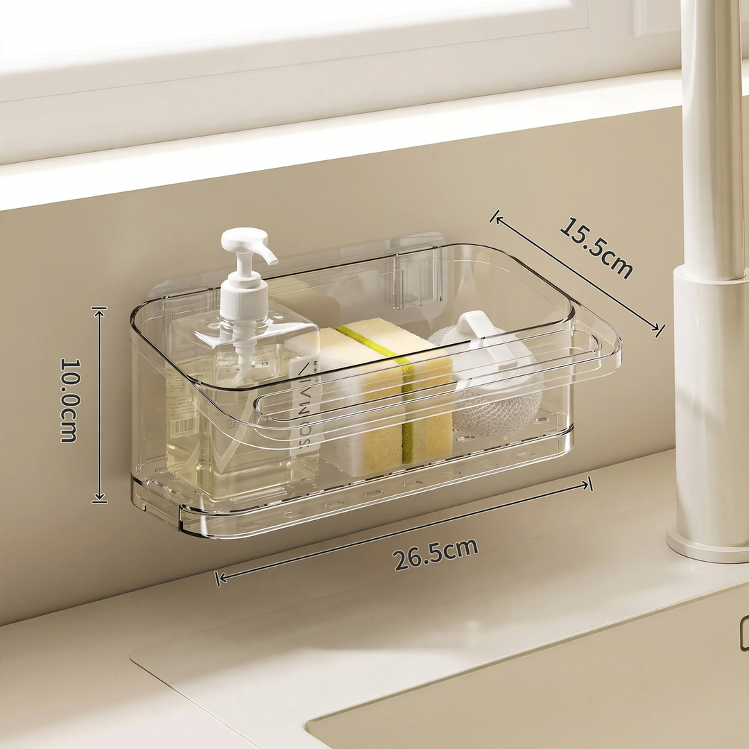 Wall-mounted sink shelf with drip area