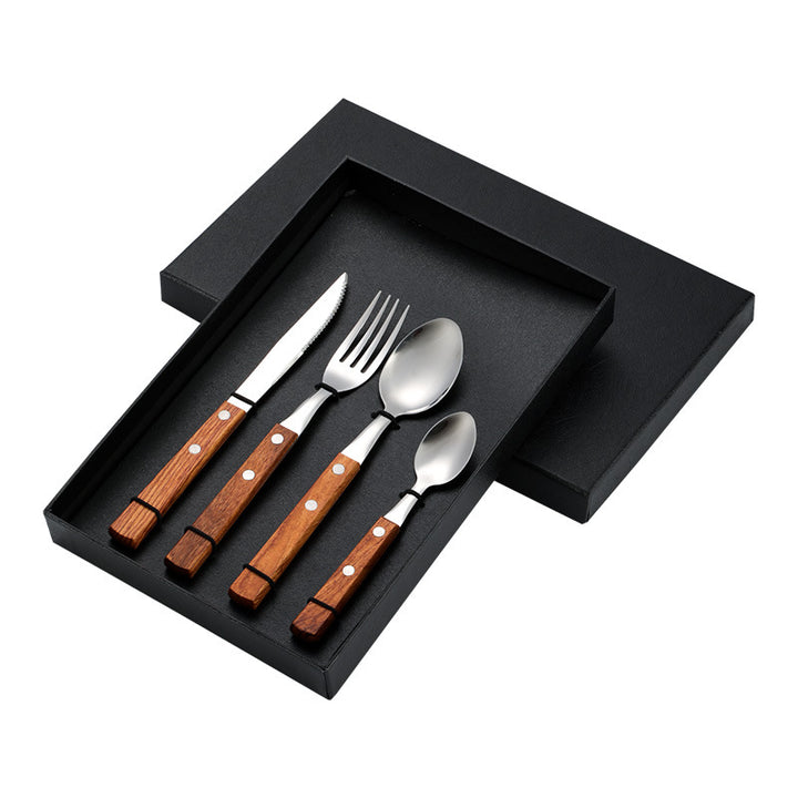 Cutlery set 12-piece, stainless steel with wooden handle