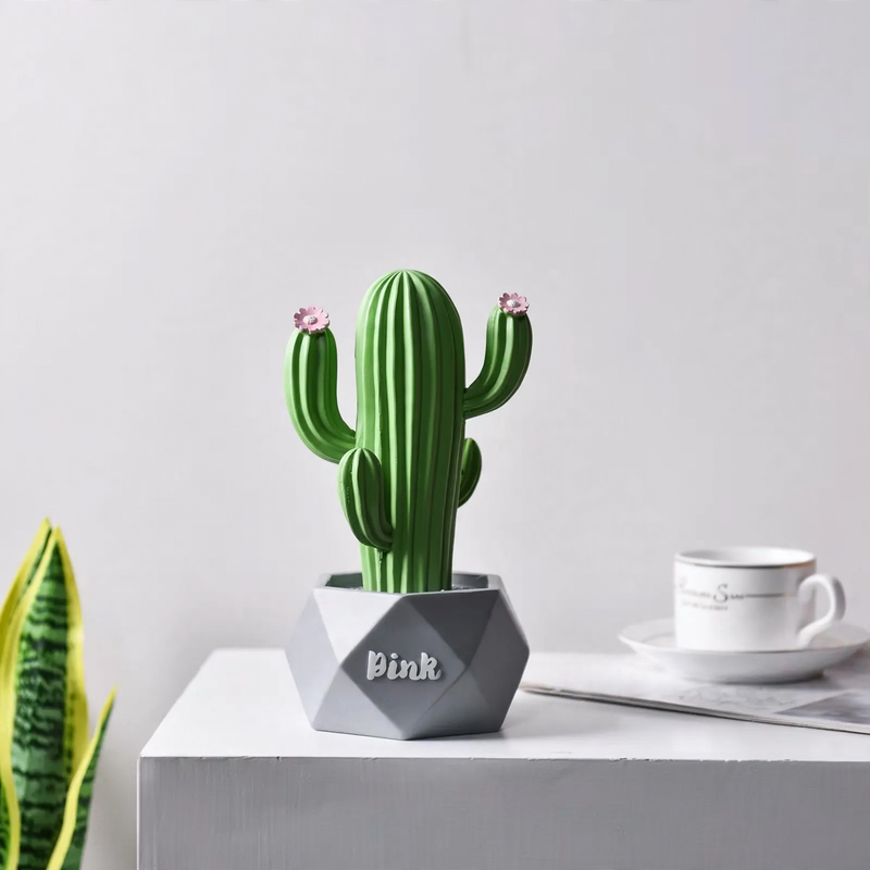 Cactus decor made of resin, painted