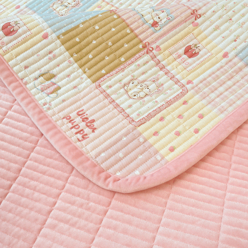 Cotton bedspread with baby fleece, 3-piece