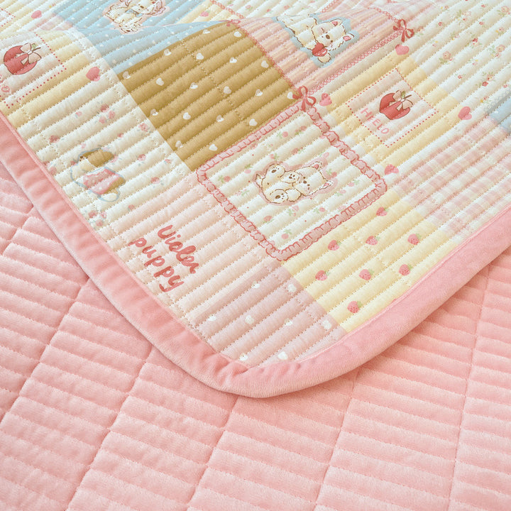 Cotton bedspread with baby fleece, 3-piece