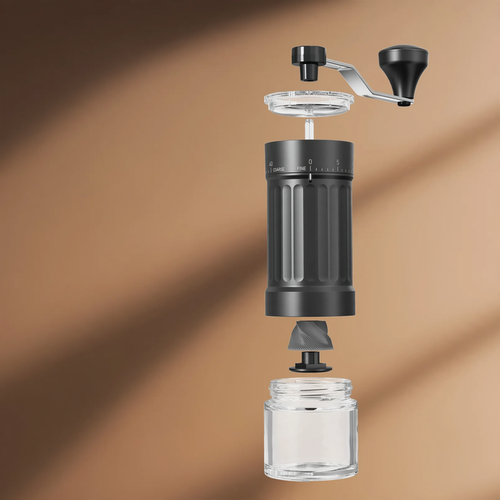 Hand coffee grinder with CNC grinding mechanism and brush