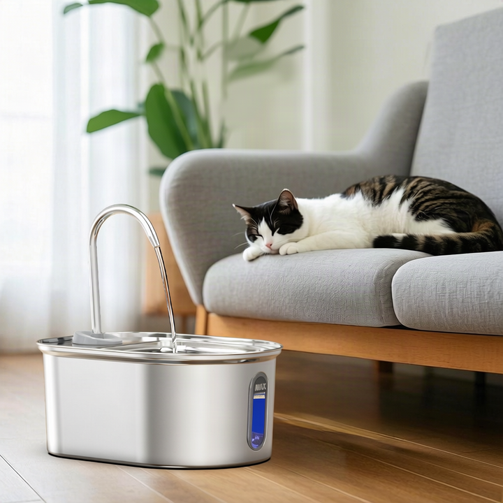 Stainless Steel Cat Fountain, 2.8 L, USB, with Filtration