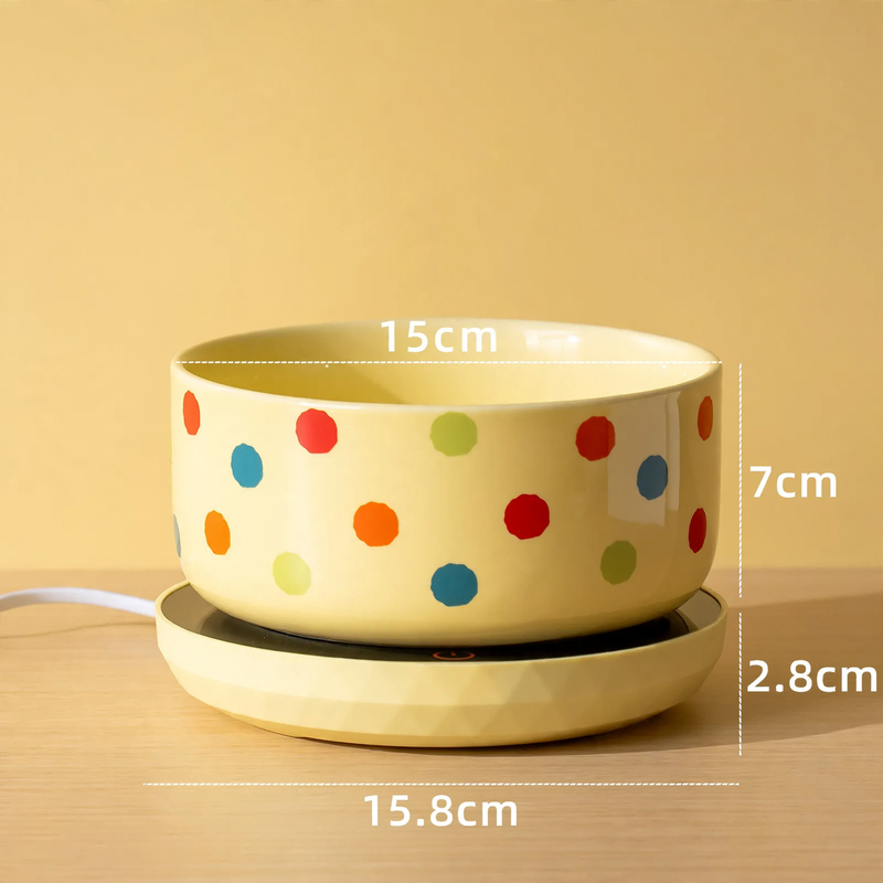 Heated ceramic bowl for cats and dogs