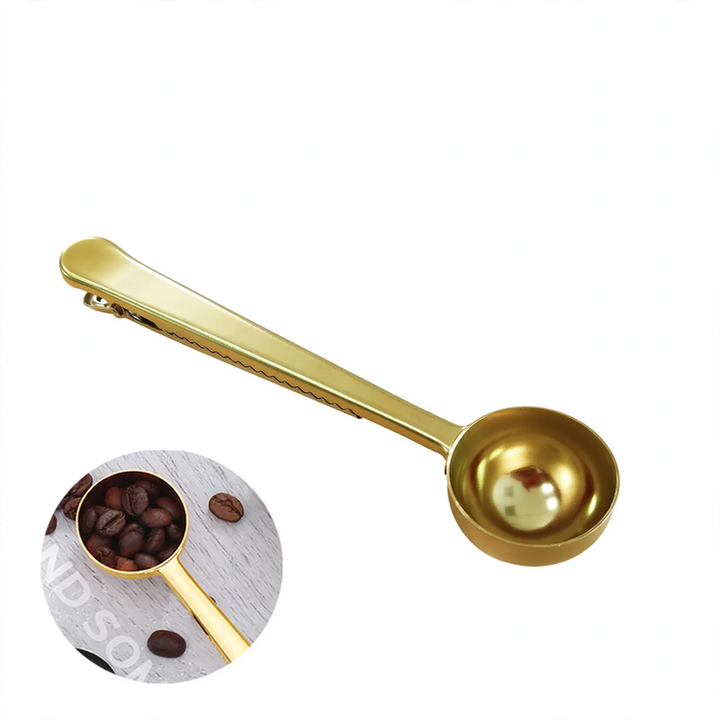 Stainless steel coffee spoon with locking tongs