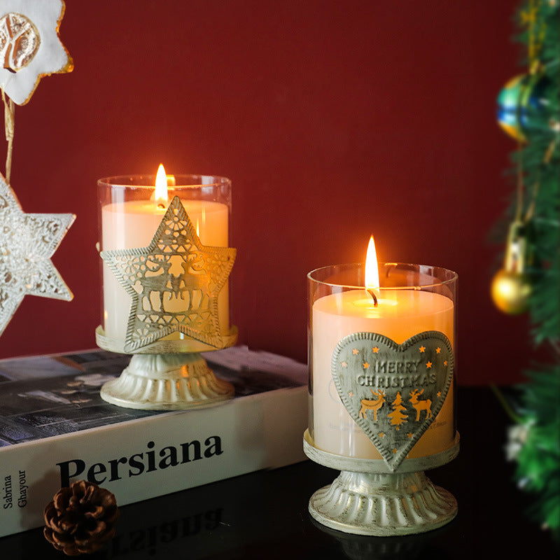 Candle holder made of iron and glass, European style