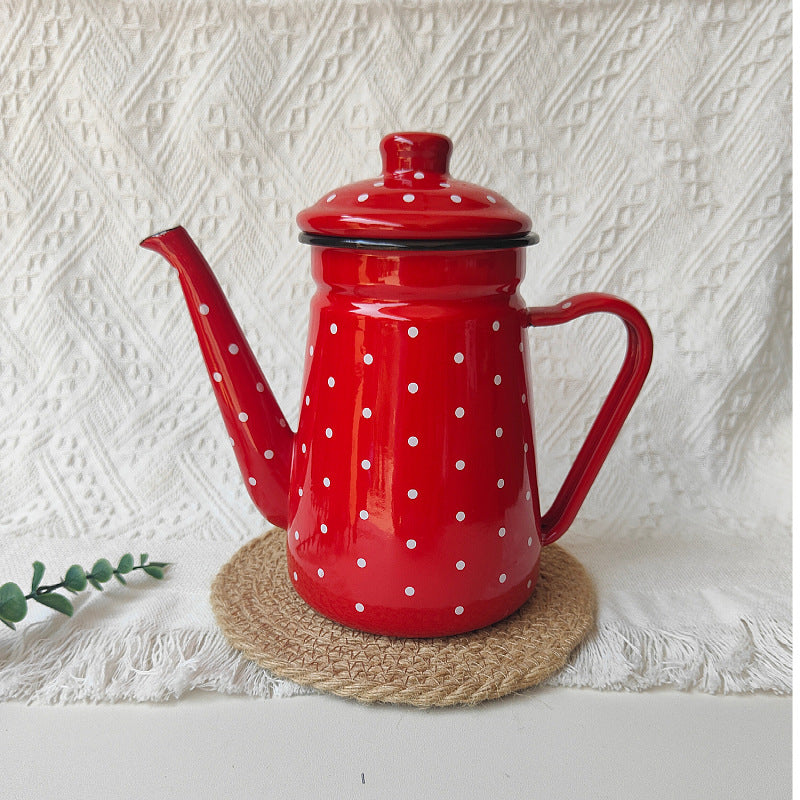 Enamelled hand brewing kettle made of sheet steel, 1.2 L