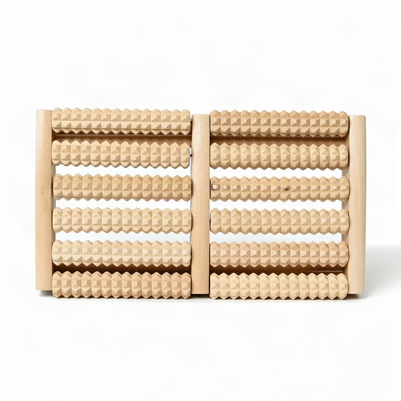 ALPENHAUCH - Foot massage roller made of real wood with acupressure mat
