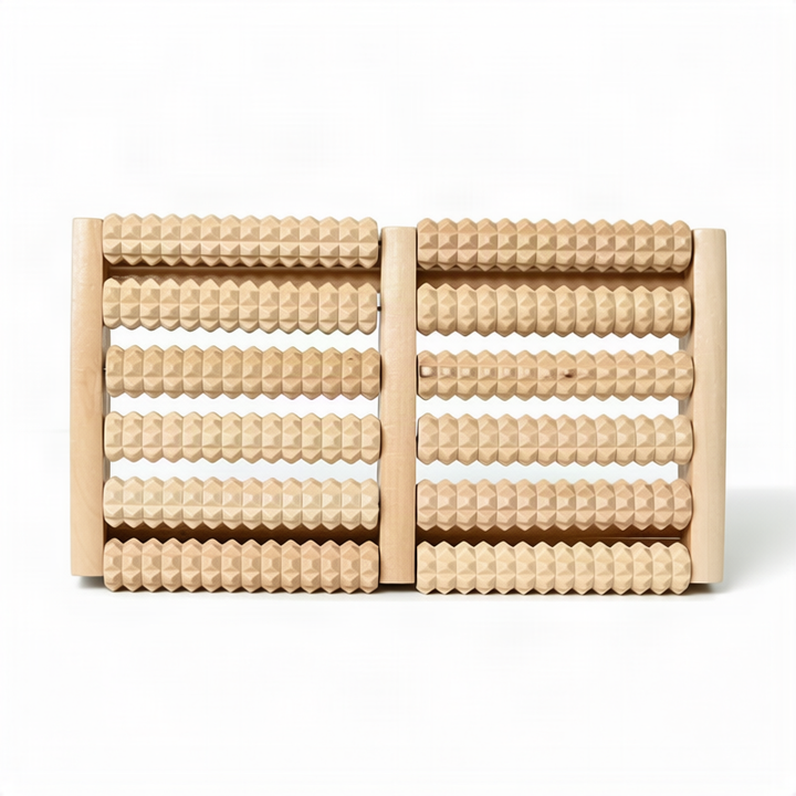ALPENHAUCH - Foot massage roller made of real wood with acupressure mat