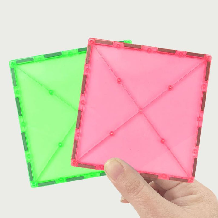 Magnetic building tiles in different shapes