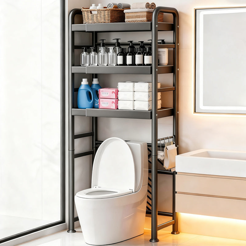 Toilet shelf, extendable, 1–3 levels, steel frame