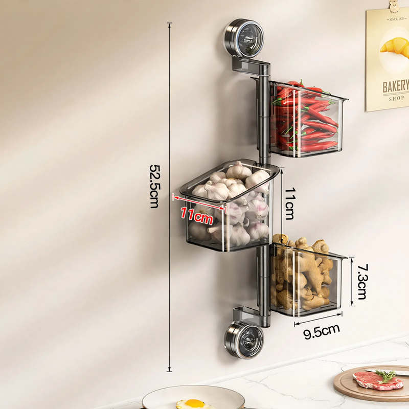 Rotating kitchen storage shelf with suction cup, model 230-006-A
