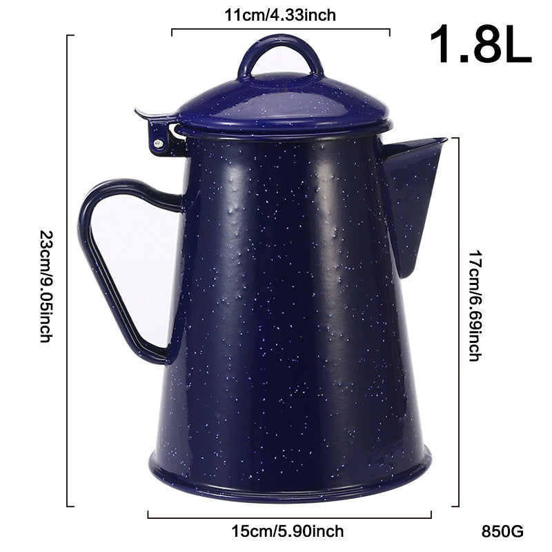 Enamel jug with handle, Blue design