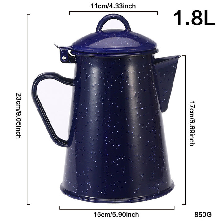 Enamel jug with handle, Blue design