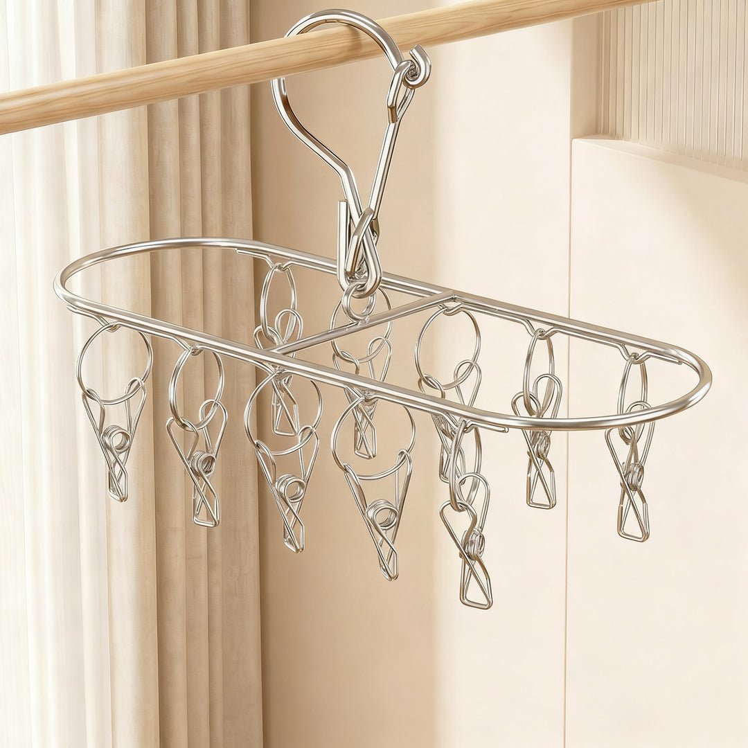Stainless steel drying rack with 10, 20 or 30 clips